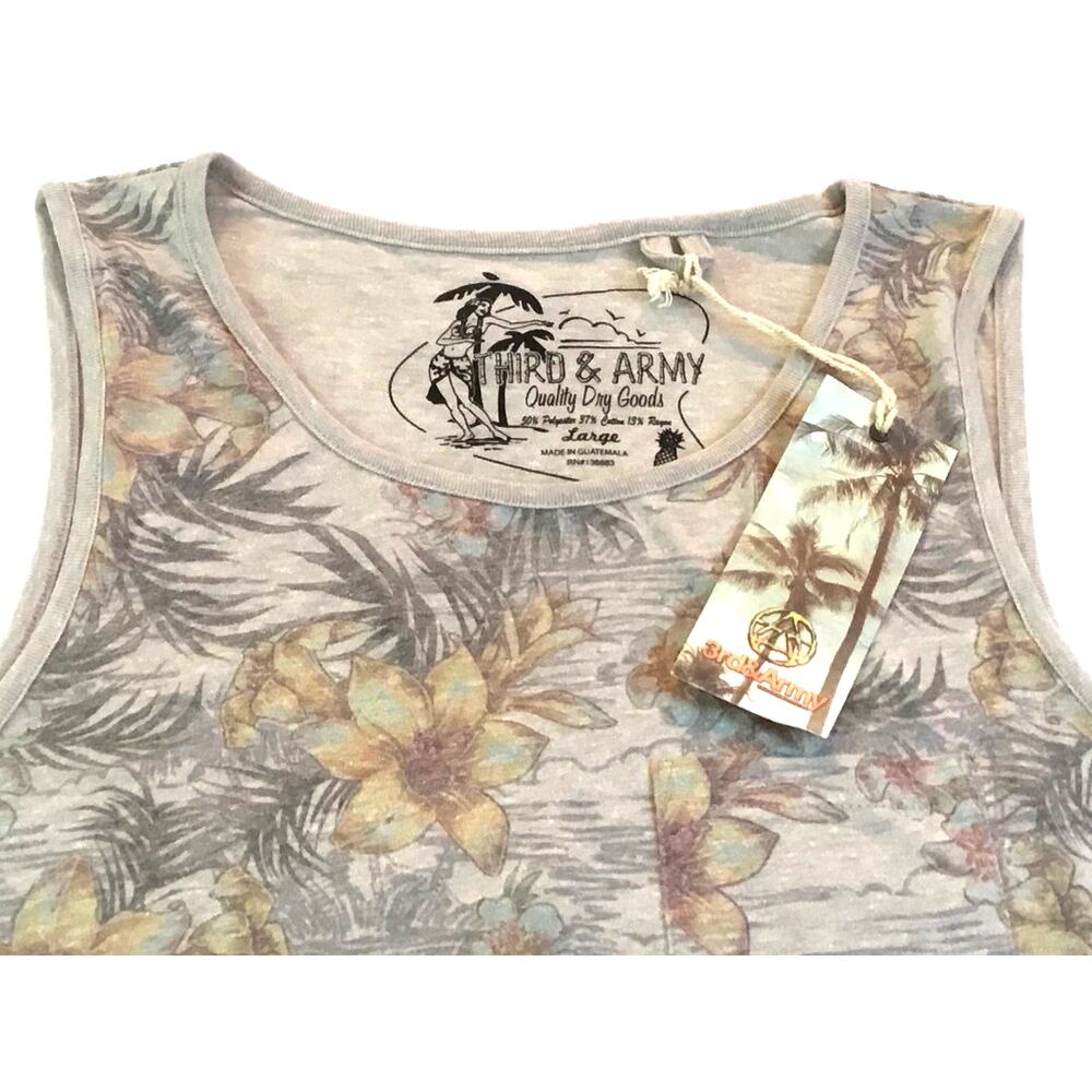 Third & Army Tropical Print Dress Tunic Gray Multi Large NWT